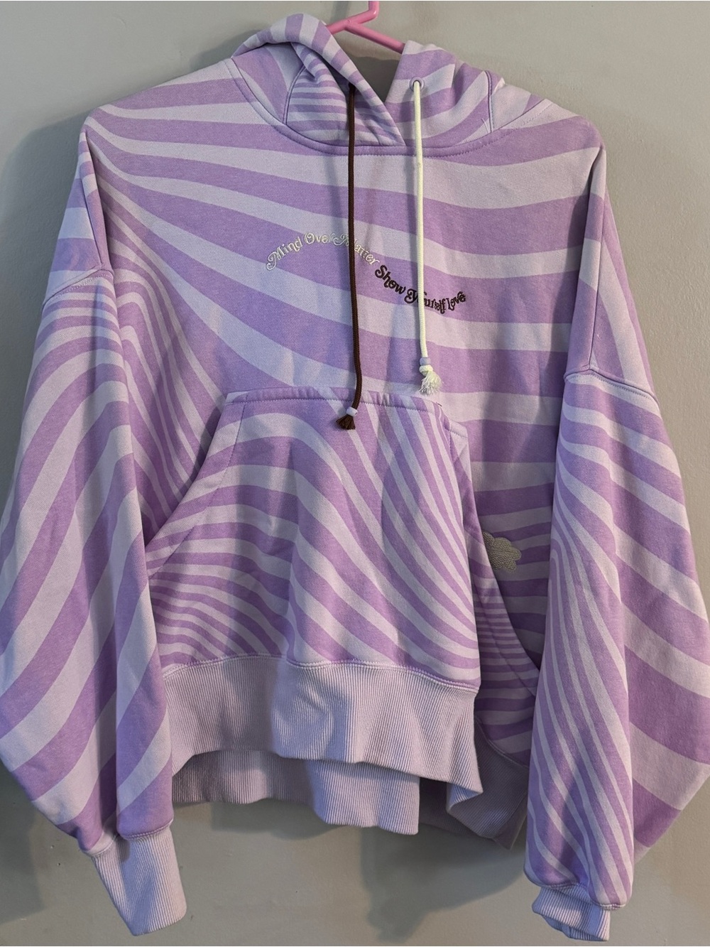 Nike Sports Mind Over Matter Swirl Striped Oversized Comfy Pastel Hoodie Limited